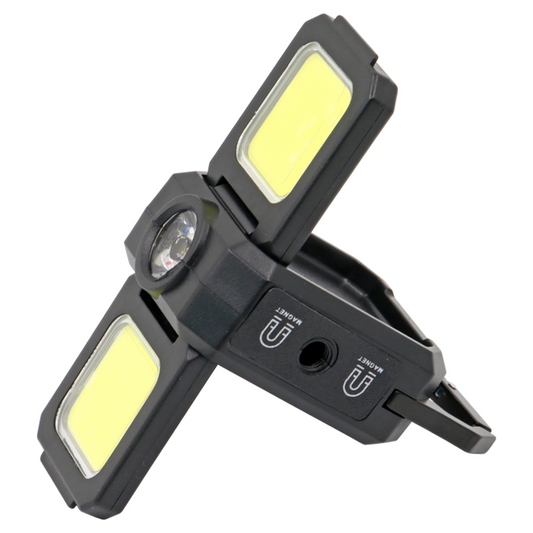 Torcia lampada led cob calamitato multiuso, triplo led portatile, pannelli apribili