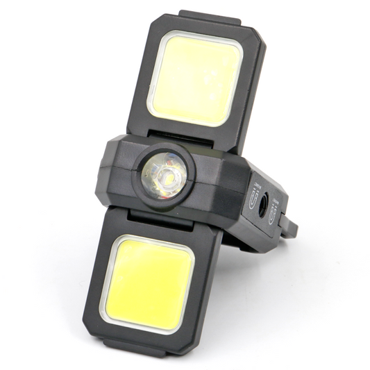 Torcia lampada led cob calamitato multiuso, triplo led portatile, pannelli apribili