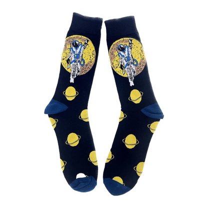 Socks dedicated to Space, with astronaut and the universe