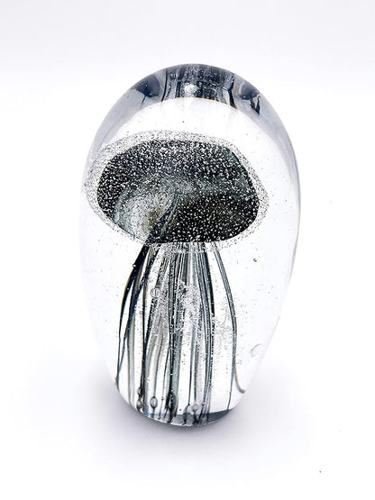 Lampada Medusa nera 3d di cristallo grande, con base e luce a led, confezione regalo incluso