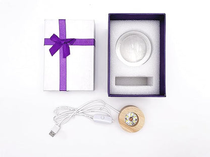 Large 3D crystal ball Solar System lamp, with base and USB led light, gift box included