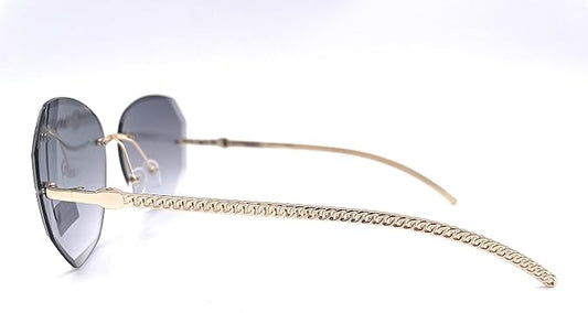 Diamond cut rimless sunglasses, texture on the rib, polarized