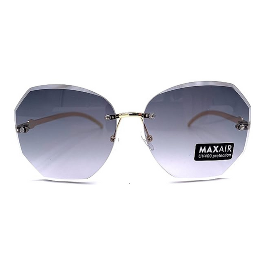 Diamond cut rimless sunglasses, texture on the rib, polarized