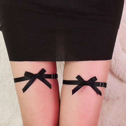 Cavigliera bracciale gamba nylon con fiocco, elastico, vari colori, accessorio abbigliamento dark gothic, colore