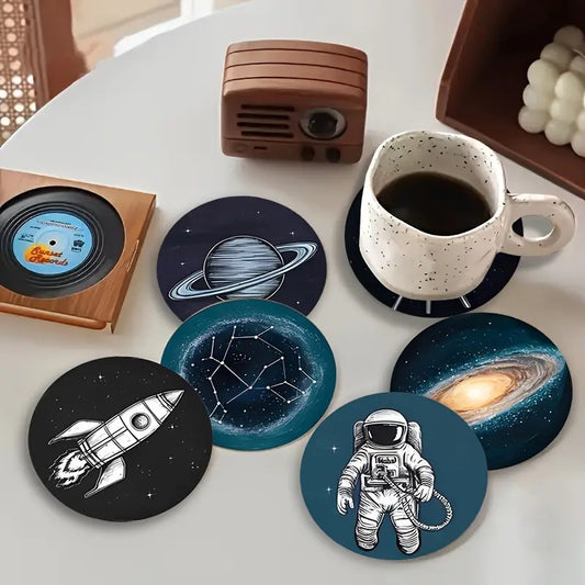 Sottobicchieri Spazio The space, Astronauta, Saturno, Shuttle, Costellazione, 6 Pezzi, per tè, poggia bustine, bevande, colazione, birra, bambini, idee regalo