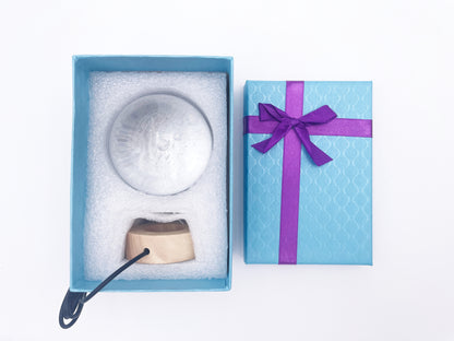 Lampada Giove Jupiter 3D sfera di cristallo grande, con base e luce a led USB, confezione regalo inclusa