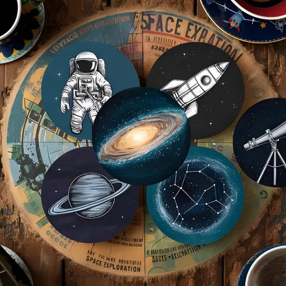 Sottobicchieri Spazio The space, Astronauta, Saturno, Shuttle, Costellazione, 6 Pezzi, per tè, poggia bustine, bevande, colazione, birra, bambini, idee regalo