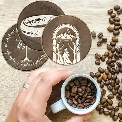 Sottobicchieri Il signore degli anelli LOTR romanzo di J.R.R.Tolkien, film di Peter Jackson, 6 Pezzi, hobbit, romanzo, per tè, poggia bustine, bevande, colazione, birra, bambini, idee regalo, film, gadget