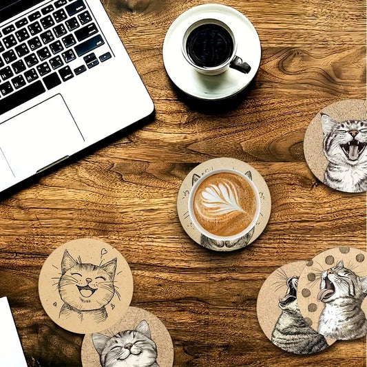 Sottobicchieri Gattini 6 Pezzi giocosi allegri per tè, poggia bustine, bevande, colazione, birra, bambini, idee regalo