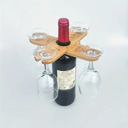 Porta Calice Vino per Due Realizzato in bambù, con Stampa su Legno