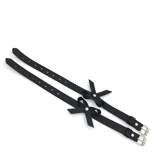 Cavigliera bracciale ecopelle con fiocco, vari colori, accessorio abbigliamento dark gothic regolabile, colore