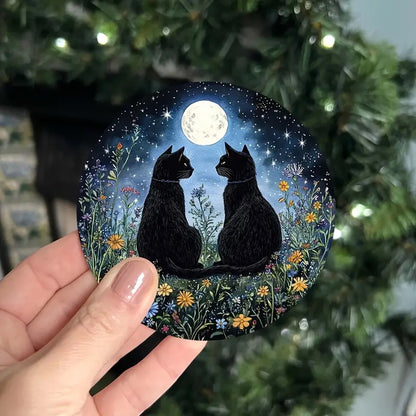 Sottobicchieri Coppia di Gattini sotto la luna, 6 Pezzi, al chiaro di luna, romantici, per tè, poggia bustine, bevande, colazione, birra, bambini, idee regalo