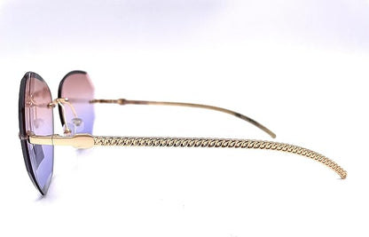 Occhiali da sole taglio diamante senza bordo, trama sulla stecca, polarizzate